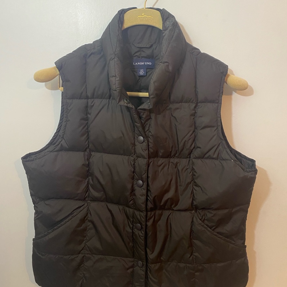 Lands' End Women's Dark Brown Quilted Vest